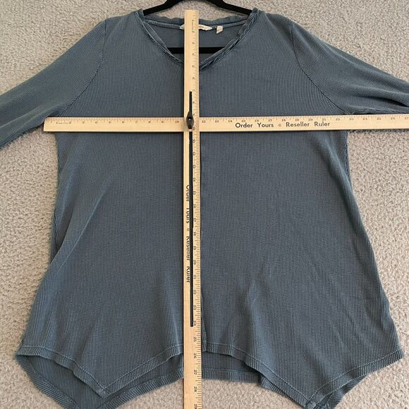 SOFT SURROUNDINGS Gwen Waffle Top Women's Medium Tapestry Blue Thermal Shirt - Picture 6 of 8
